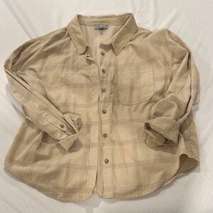 Women's Beige Plaid Corduroy Shacket